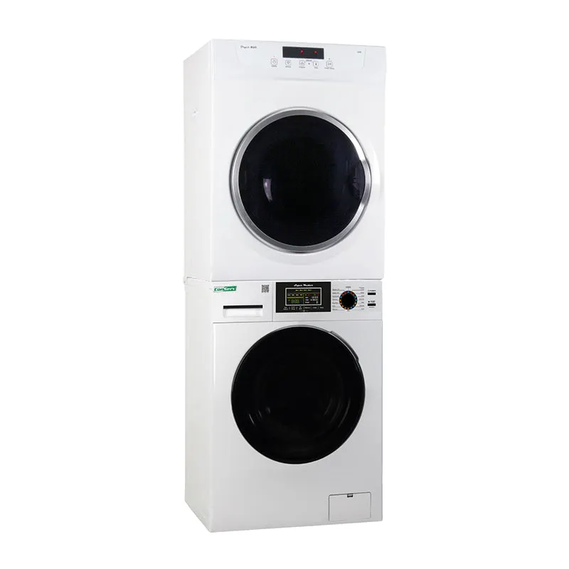 1.9 cu.ft White Super Washer 3.5 cu.ft White Compact Dryer - Stackable Set