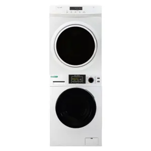 1.9 cu.ft White Super Washer 3.5 cu.ft White Compact Dryer - Stackable Set