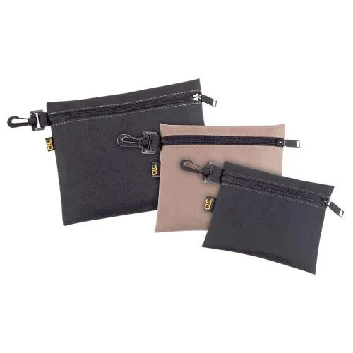 3 Poly Multi-Purpose, Clip-On, Zippered Bags