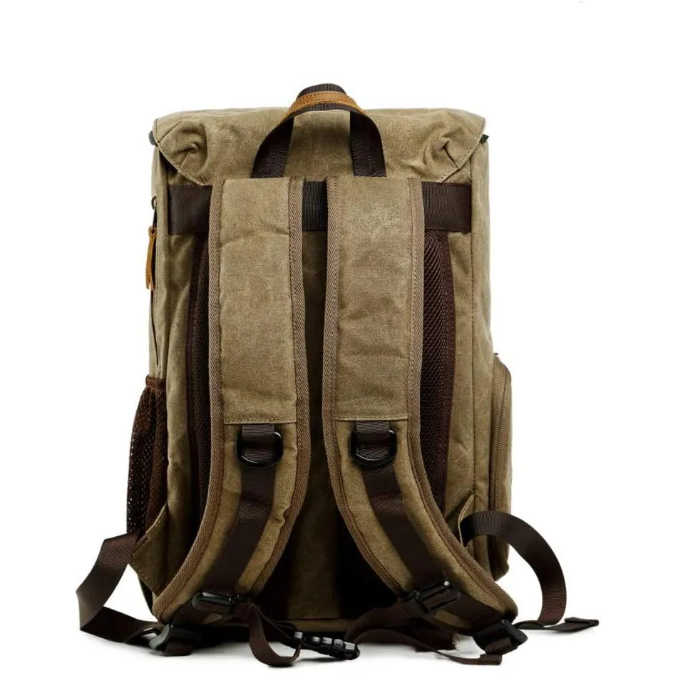 Allacki Waterproof Shock-Resistant Canvas Camera Bag Retro Style Travel Backpack