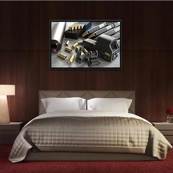 Assault Rifle Accessories Canvas Wall Art