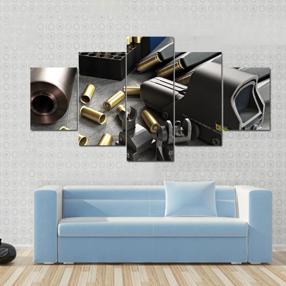 Assault Rifle Accessories Canvas Wall Art