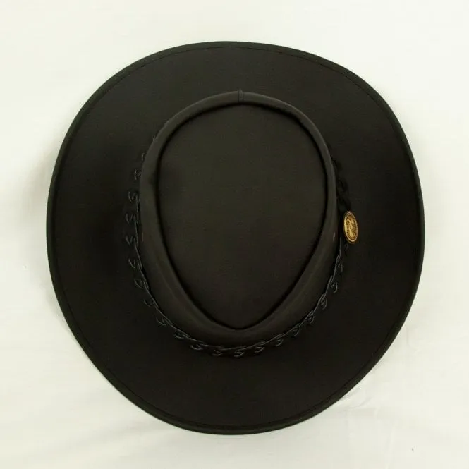 Australian Style Brisbane Waterproof Leather Hat Black