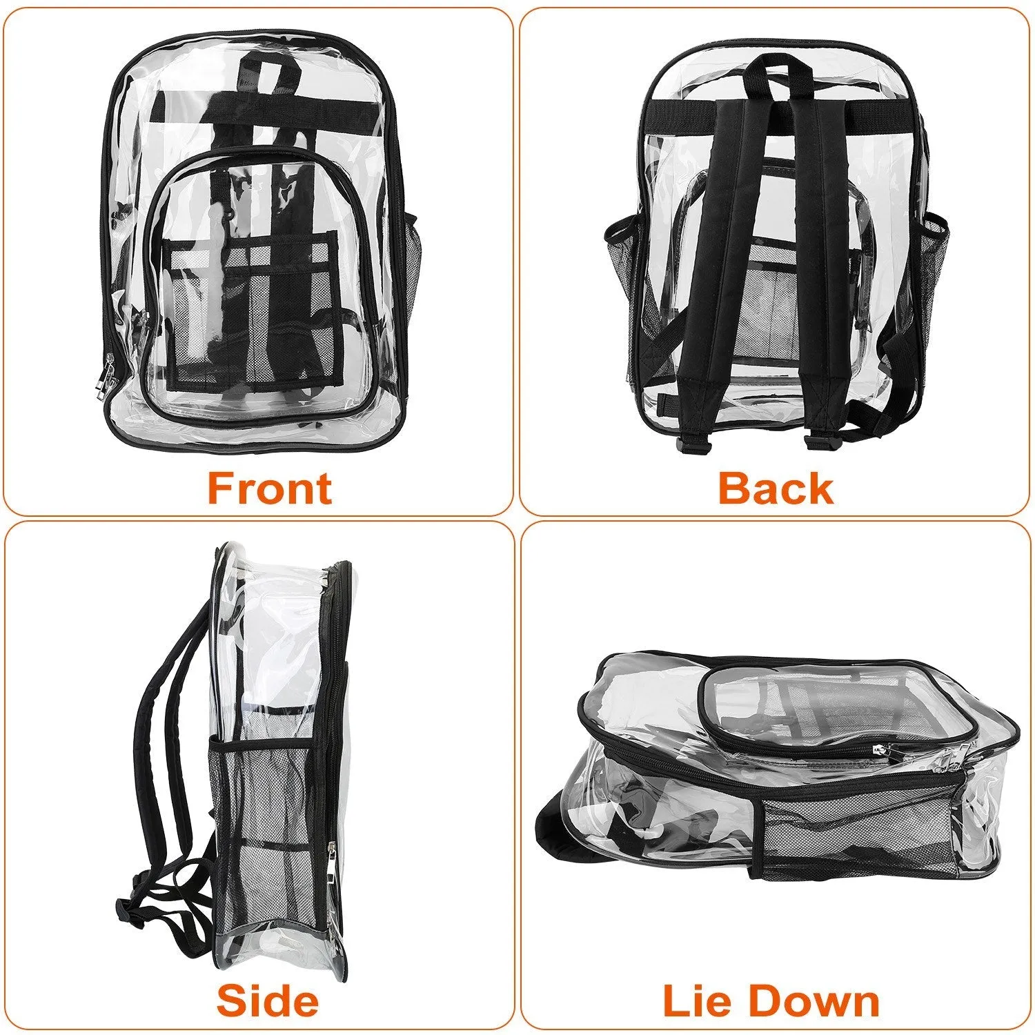 Book Bag Waterproof PVC Clear Backpack 5.3Gal with Reinforced Strap