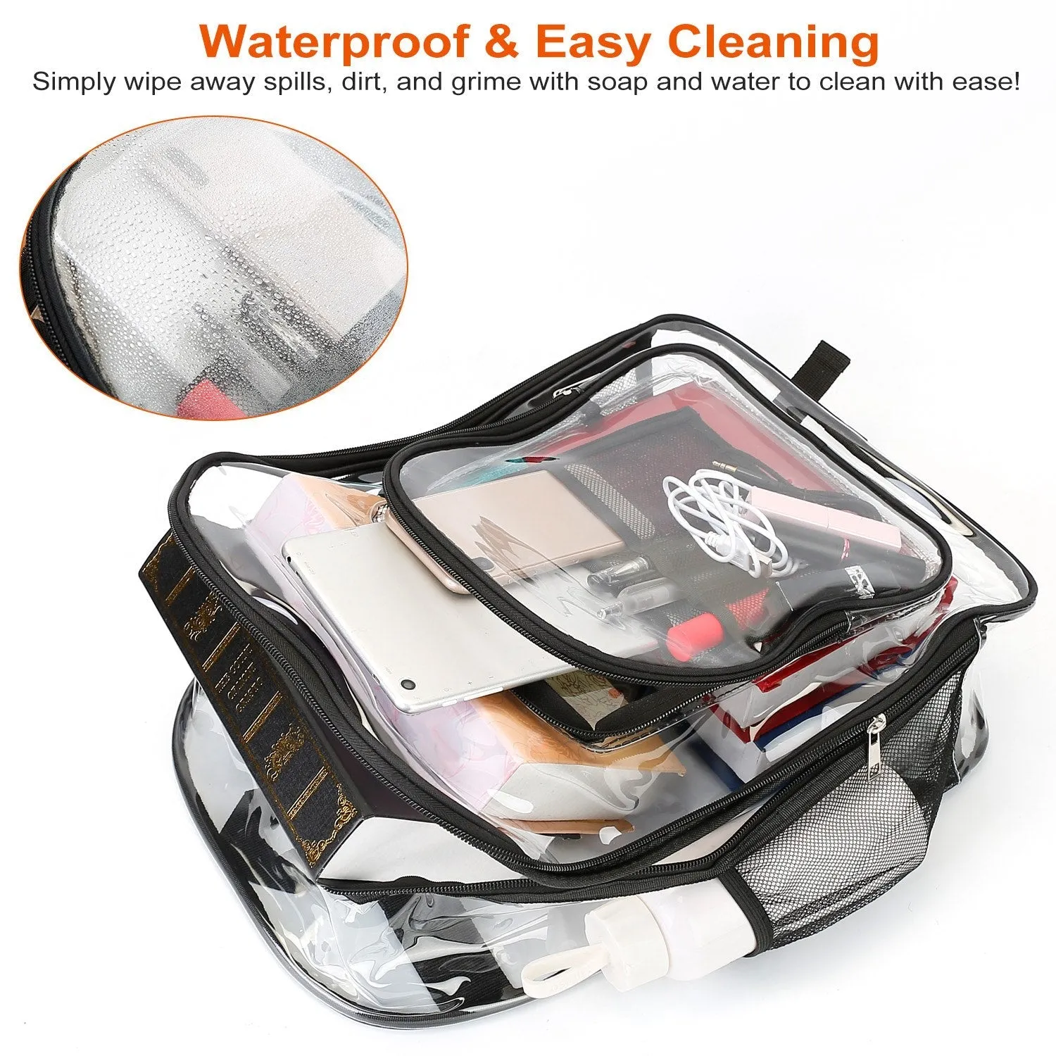 Book Bag Waterproof PVC Clear Backpack 5.3Gal with Reinforced Strap