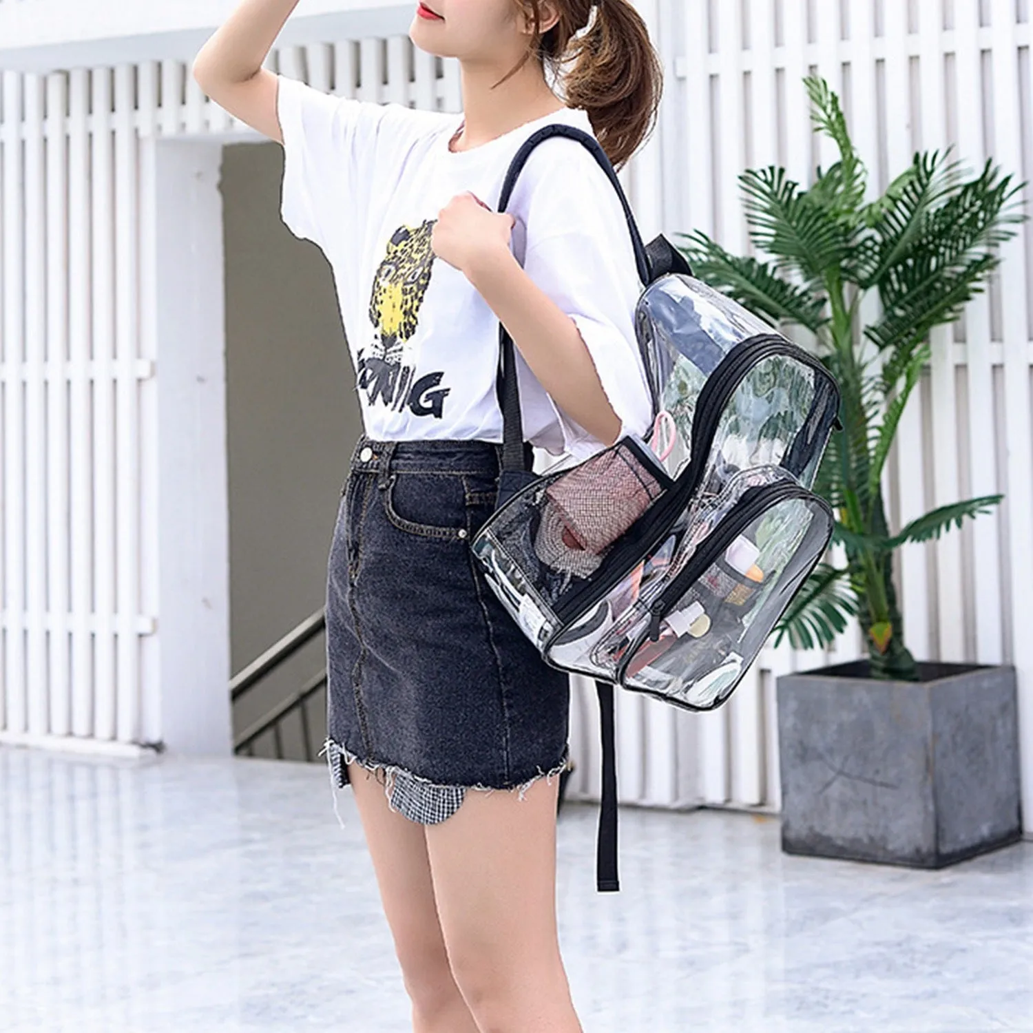 Book Bag Waterproof PVC Clear Backpack 5.3Gal with Reinforced Strap