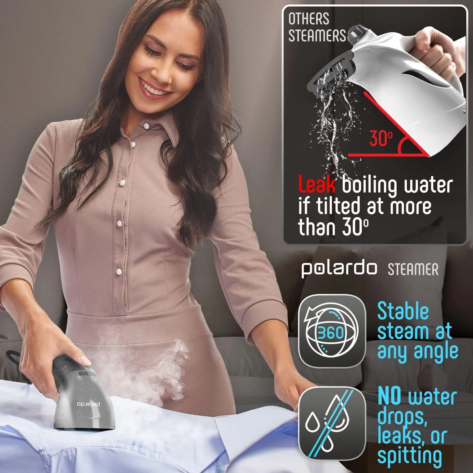 Clothing Steamer Travel Size Vacation Grey Steam Iron Hand Held Portable Garment