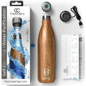 Crazy Cap 500ml Sterlizes Water & Water Bottle Teak Wood