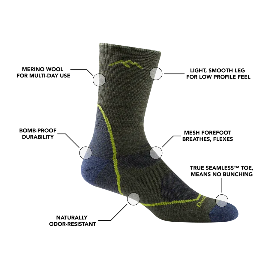 Darn Tough Light Hiker Micro Crew Lightweight with Cushion Socks