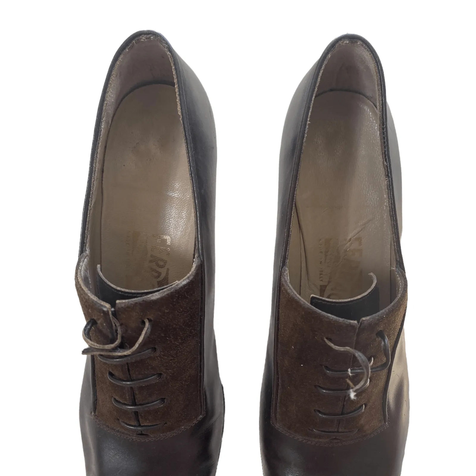 Ferragamo Leather Brogue Shoes Leather Brown UK 6