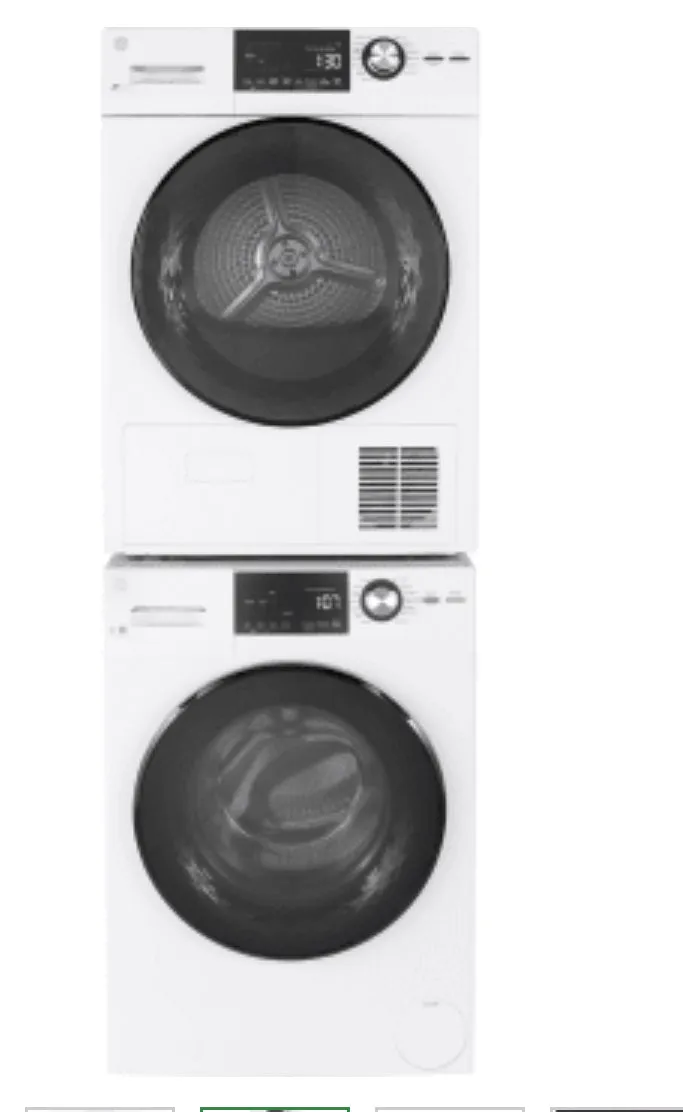 GE  24 inch compact GEWADREMWW148SS
Washer & Dryer Set with Front Load Washer and Electric Dryer in White