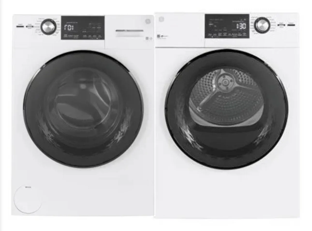 GE  24 inch compact GEWADREMWW148SS
Washer & Dryer Set with Front Load Washer and Electric Dryer in White