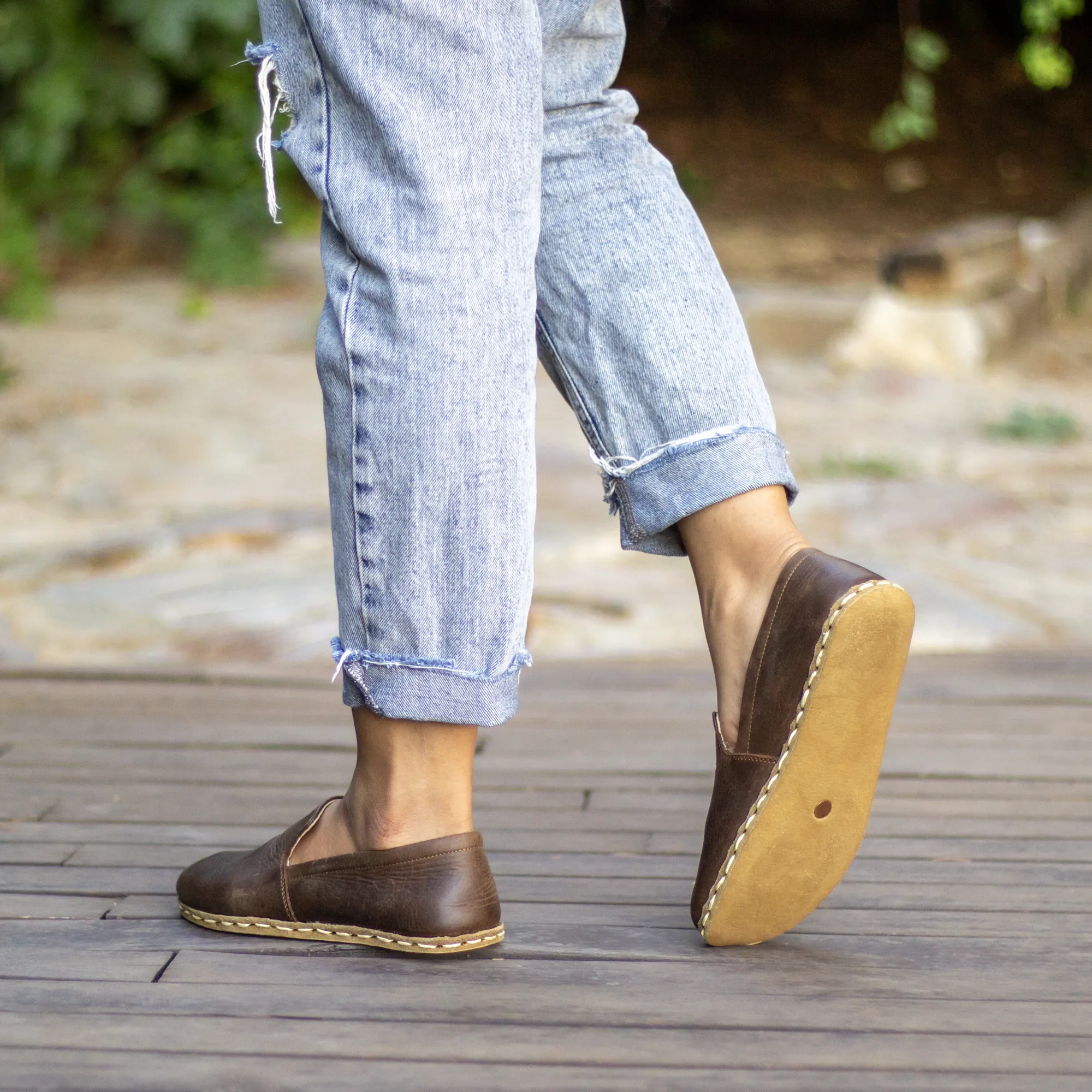 Handmade Leather Barefoot Shoes for Women - Crazy Classic Brown