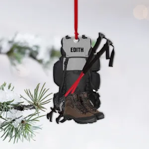 Hiking Bag Custom Custom Shape Ornaments, Hiking Christmas Flat Ornament, Camping Lover Gift, Hiking Lover Gift, Christmas Gift For Camper