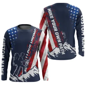 Hiking Shirt Patriotic Men Women American 3D Long Sleeve Hiking Shirts, USA Flag Hiking