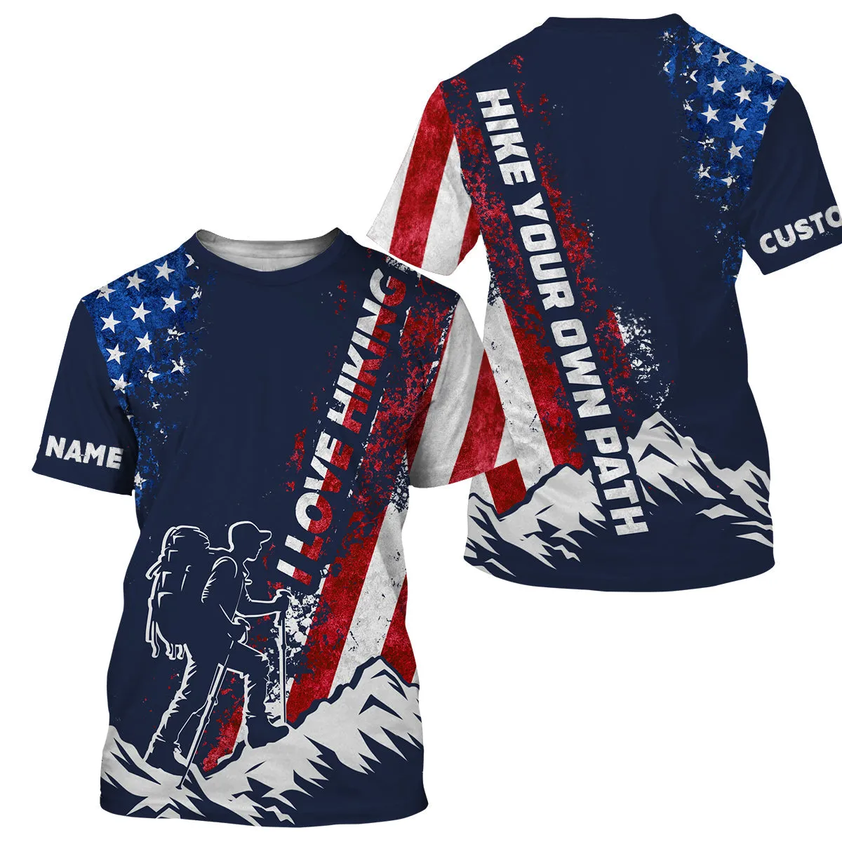 Hiking Shirt Patriotic Men Women American 3D Long Sleeve Hiking Shirts, USA Flag Hiking