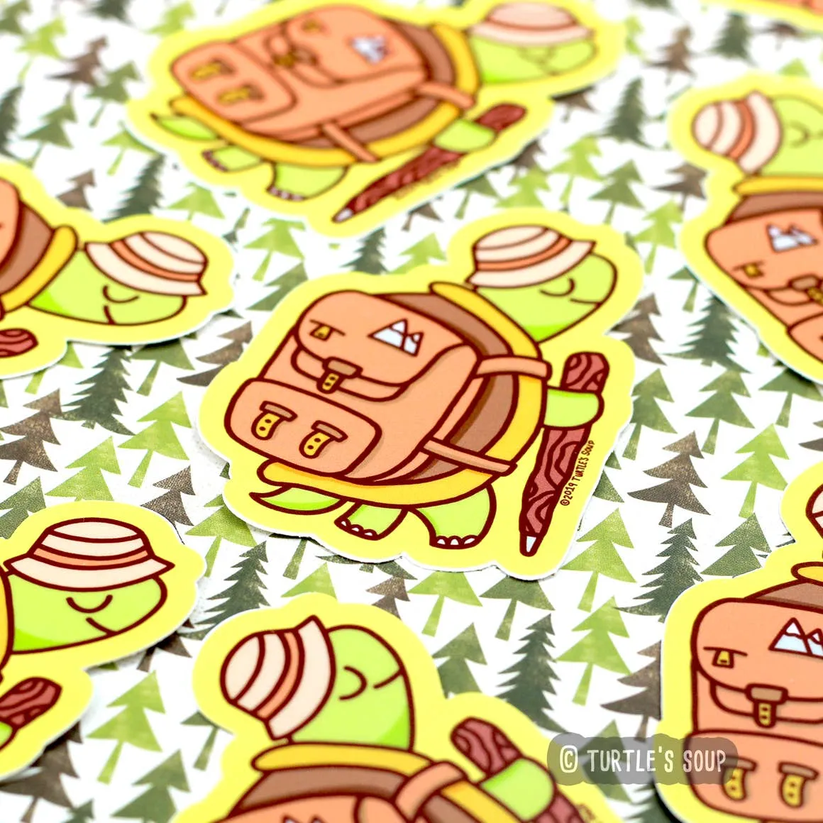 Hiking Tortoise Vinyl Sticker