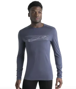 Icebreaker Mens 200 Oasis LS Crewe Ski Stripe