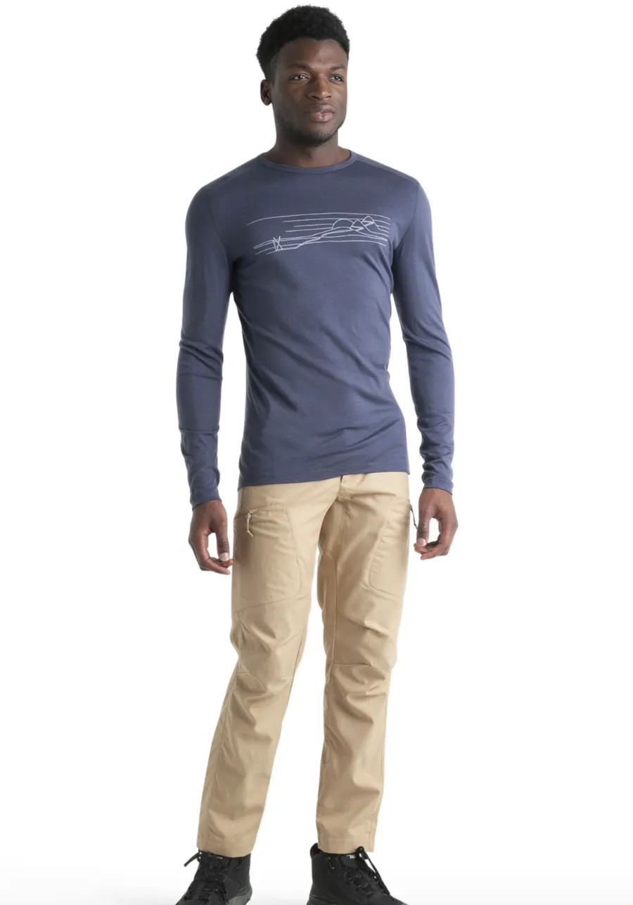 Icebreaker Mens 200 Oasis LS Crewe Ski Stripe