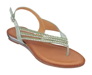 Mabel Green Flat Sandals