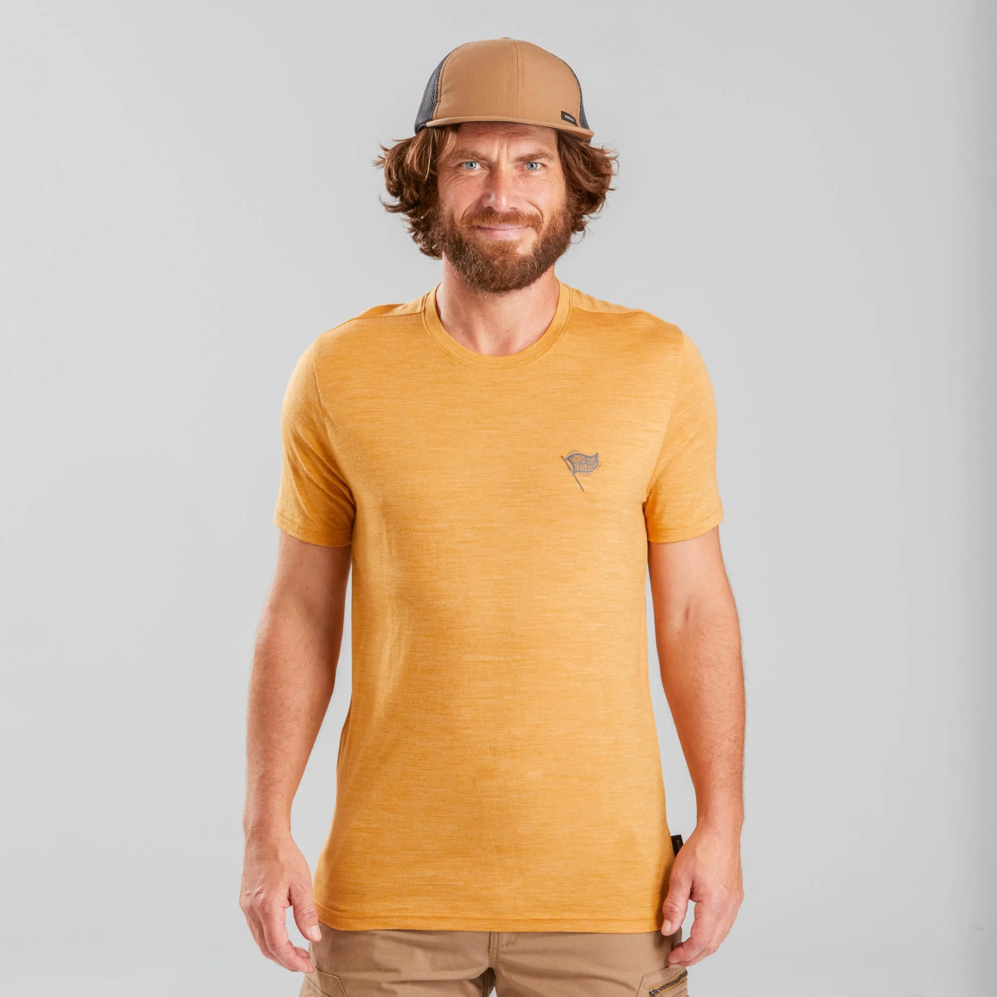 Men's T-shirt Forclaz Travel 100 merino, yellow