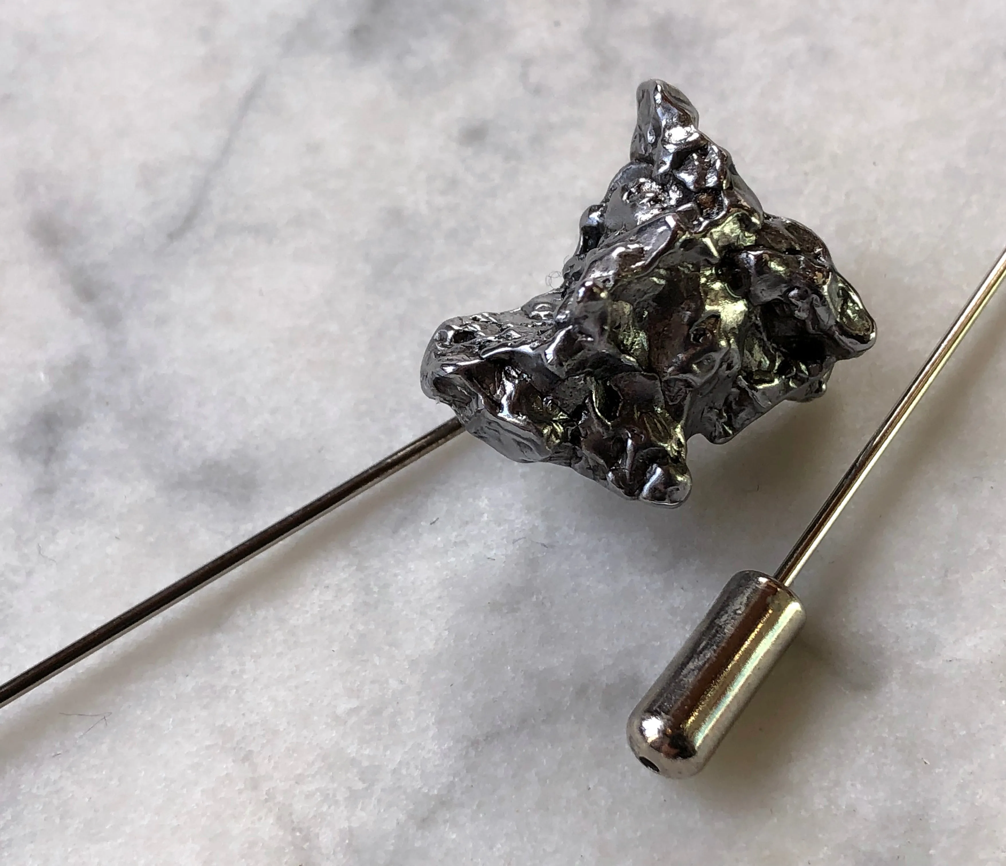 Meteorite Lapel Pin. Campo Del Cielo, Irony Meteorite. Gemstone stick pin