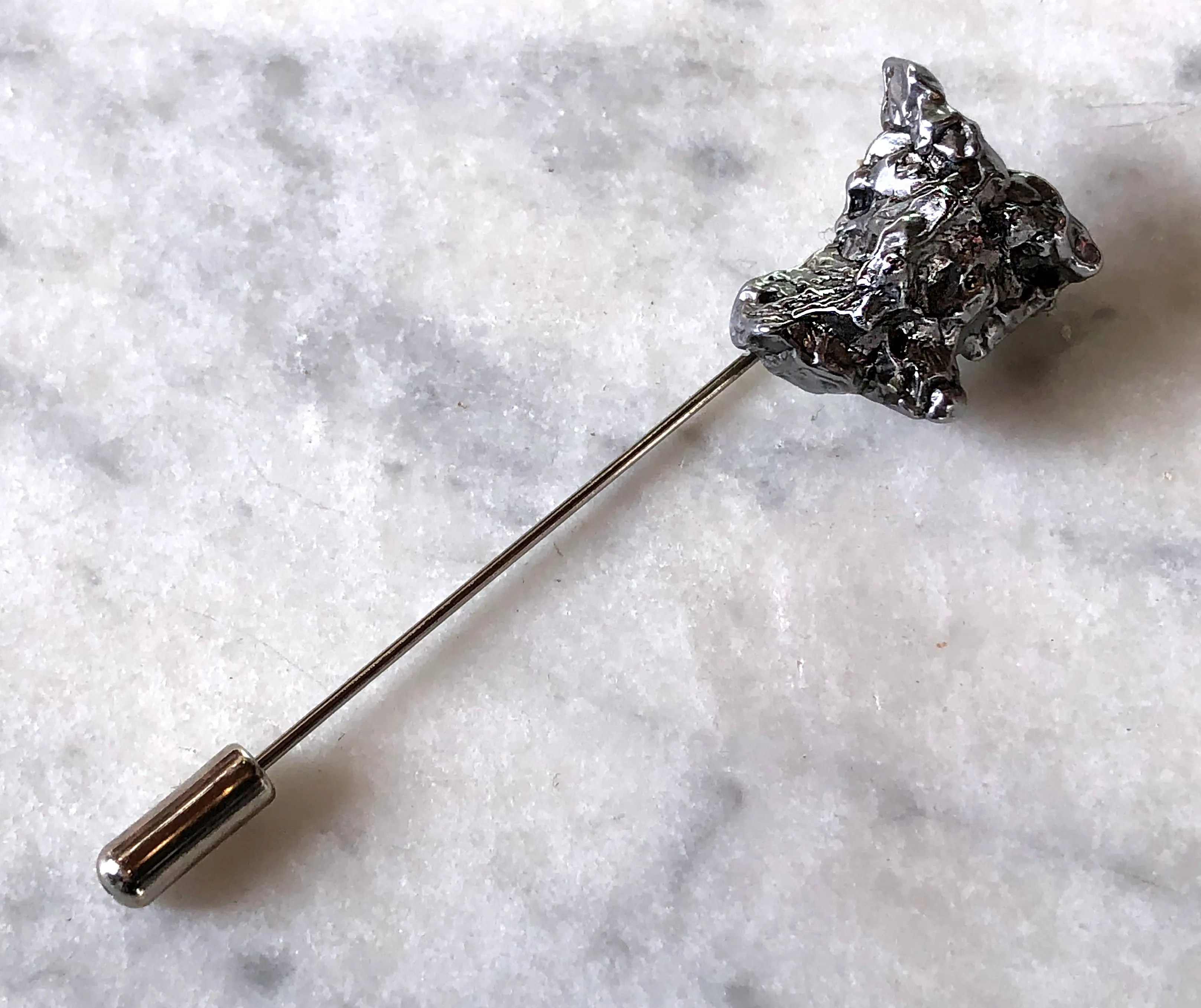 Meteorite Lapel Pin. Campo Del Cielo, Irony Meteorite. Gemstone stick pin