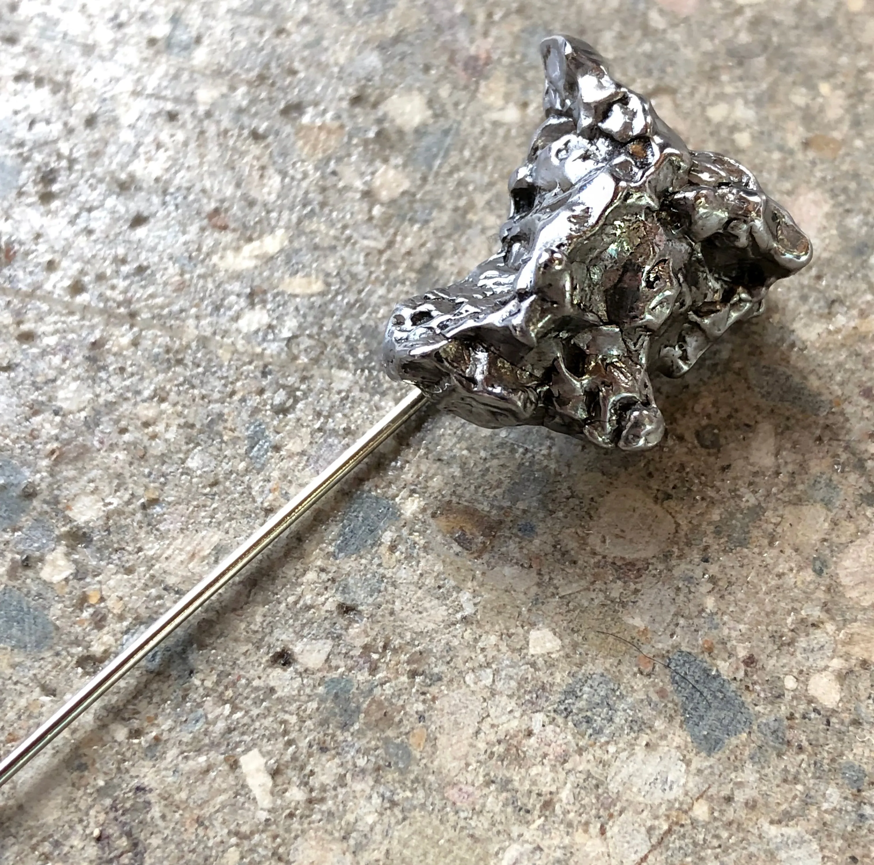 Meteorite Lapel Pin. Campo Del Cielo, Irony Meteorite. Gemstone stick pin