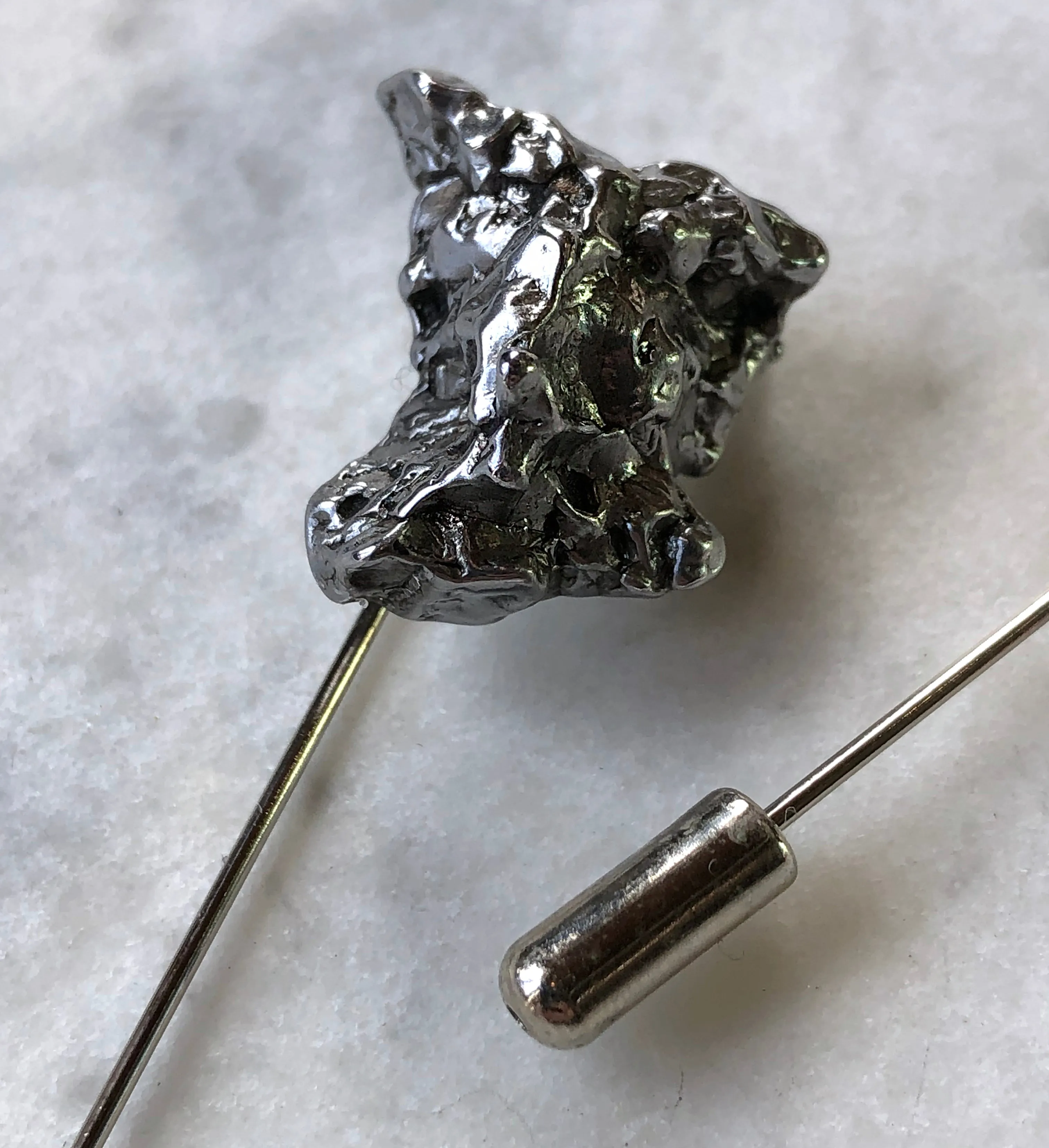 Meteorite Lapel Pin. Campo Del Cielo, Irony Meteorite. Gemstone stick pin