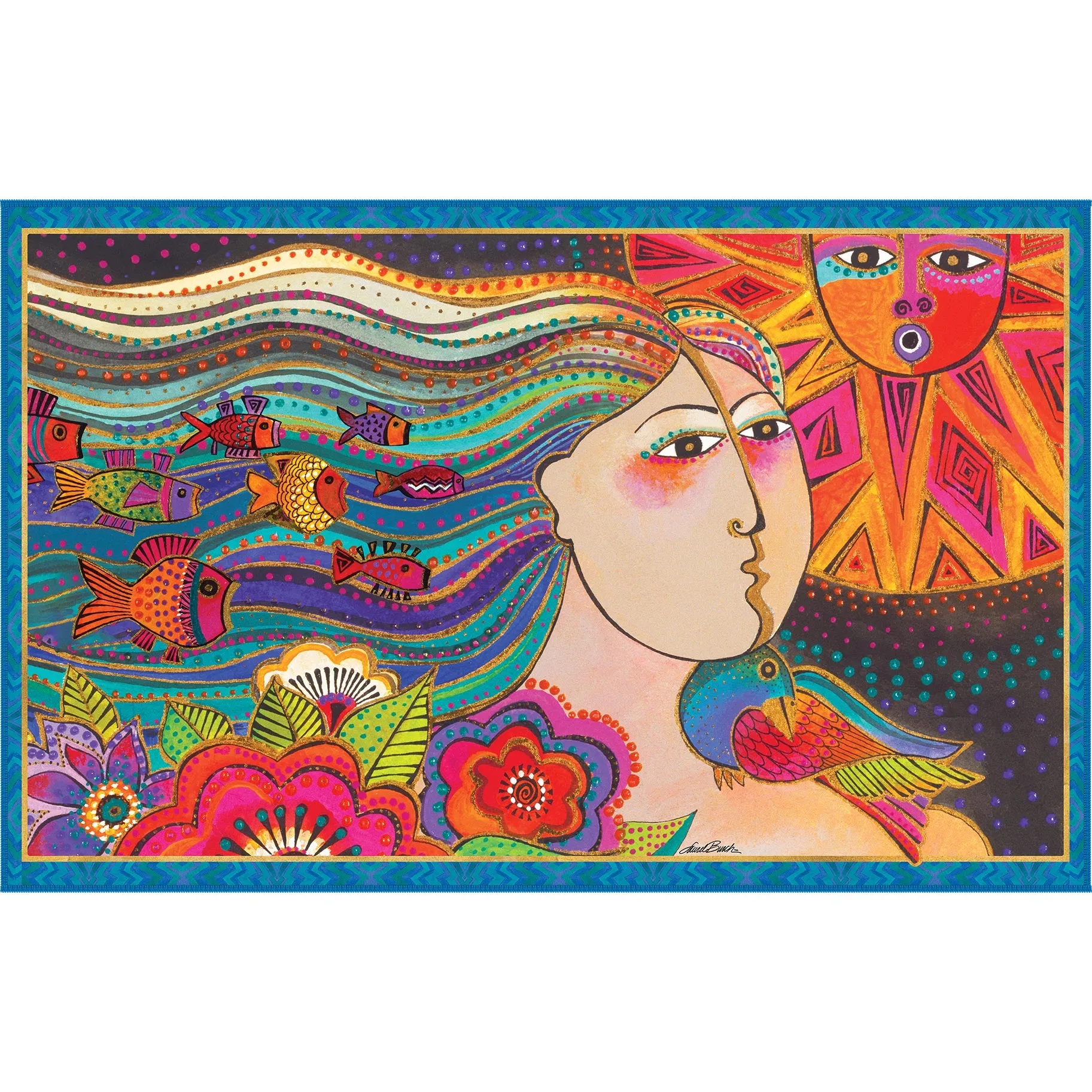 Oversized Beach Towel 40x63" - Microfiber, Quick-Dry, Laurel Burch Mikayla