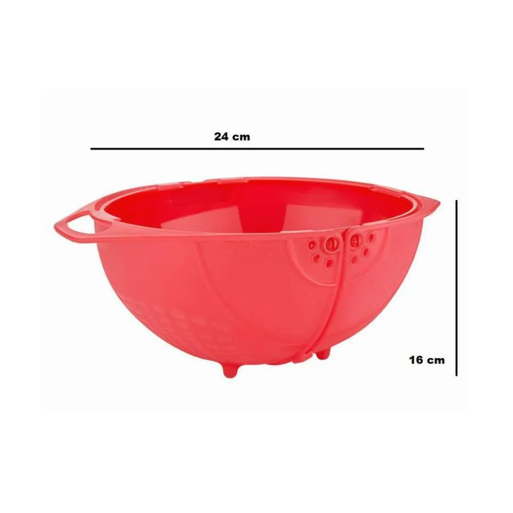 Plastic Revolving Multi Functional Rice, Vegetable Fruit Wash Basket Bowl (Multi Colour)