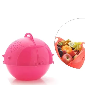 Plastic Revolving Multi Functional Rice, Vegetable Fruit Wash Basket Bowl (Multi Colour)