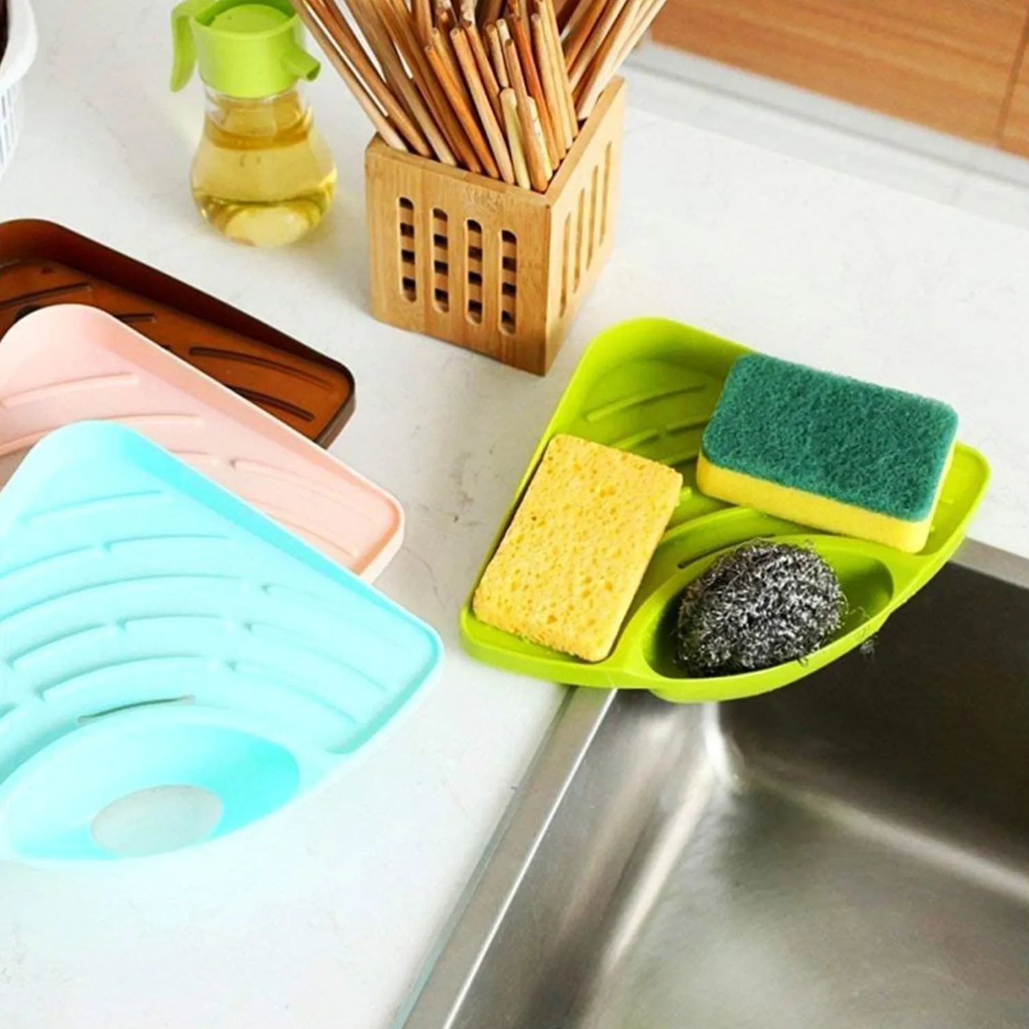 Sink Strainer Basket Corner Kitchen Triangular Multi functional Drain Shelf