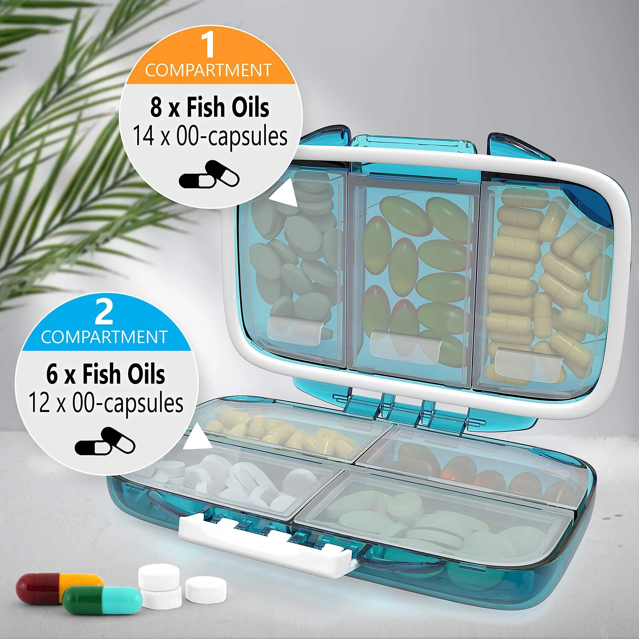 Travel Pill Organizer Moisture Proof Pill Box Daily Medicine 7 Compartments