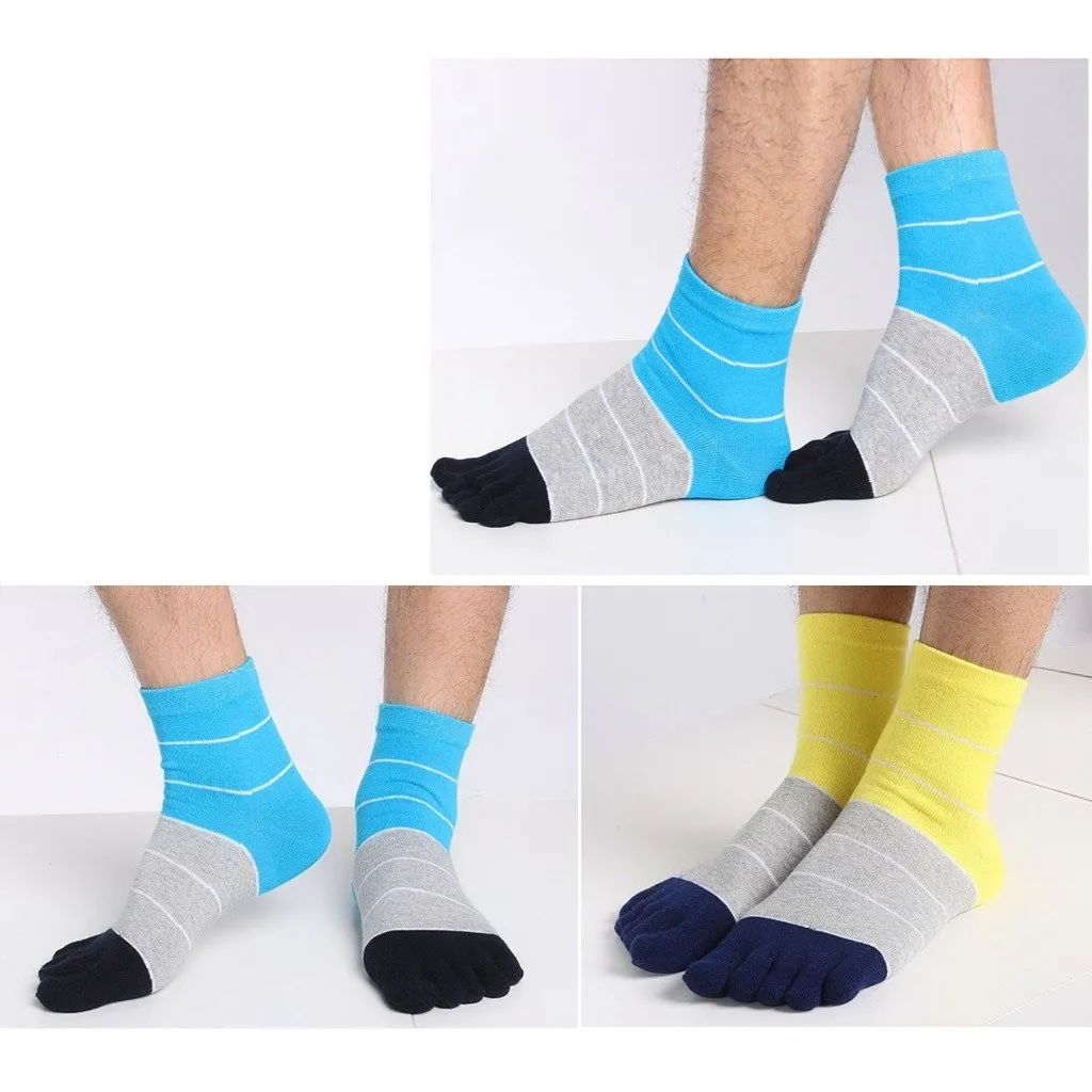 ZFSOCK Mixed Colors Gym 5 Finger Crew Socks for Men, 5 Pairs