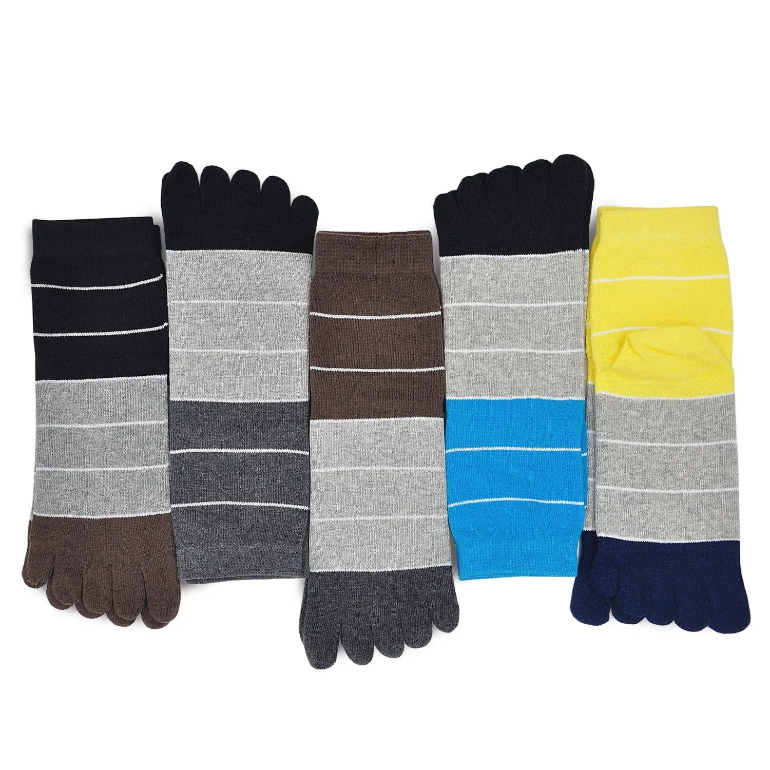 ZFSOCK Mixed Colors Gym 5 Finger Crew Socks for Men, 5 Pairs